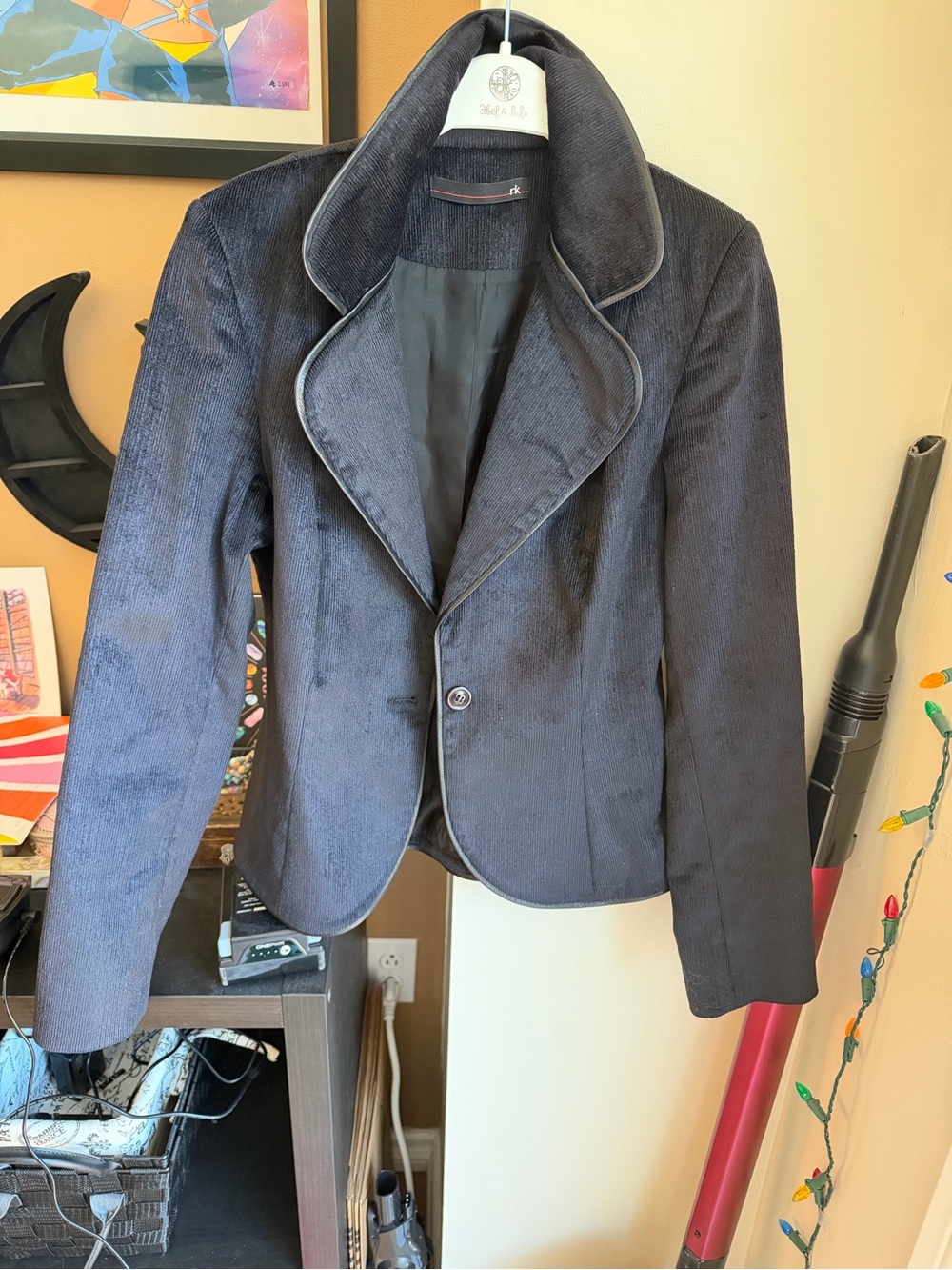 Tailored Black Corduroy Blazer Jacket